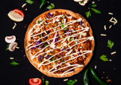 Pulled pork pizza with smoky barbecue flavour from Pitsa Gourmet Pizza Bar Sydney